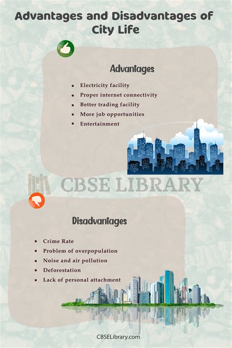 advantages of city life in points